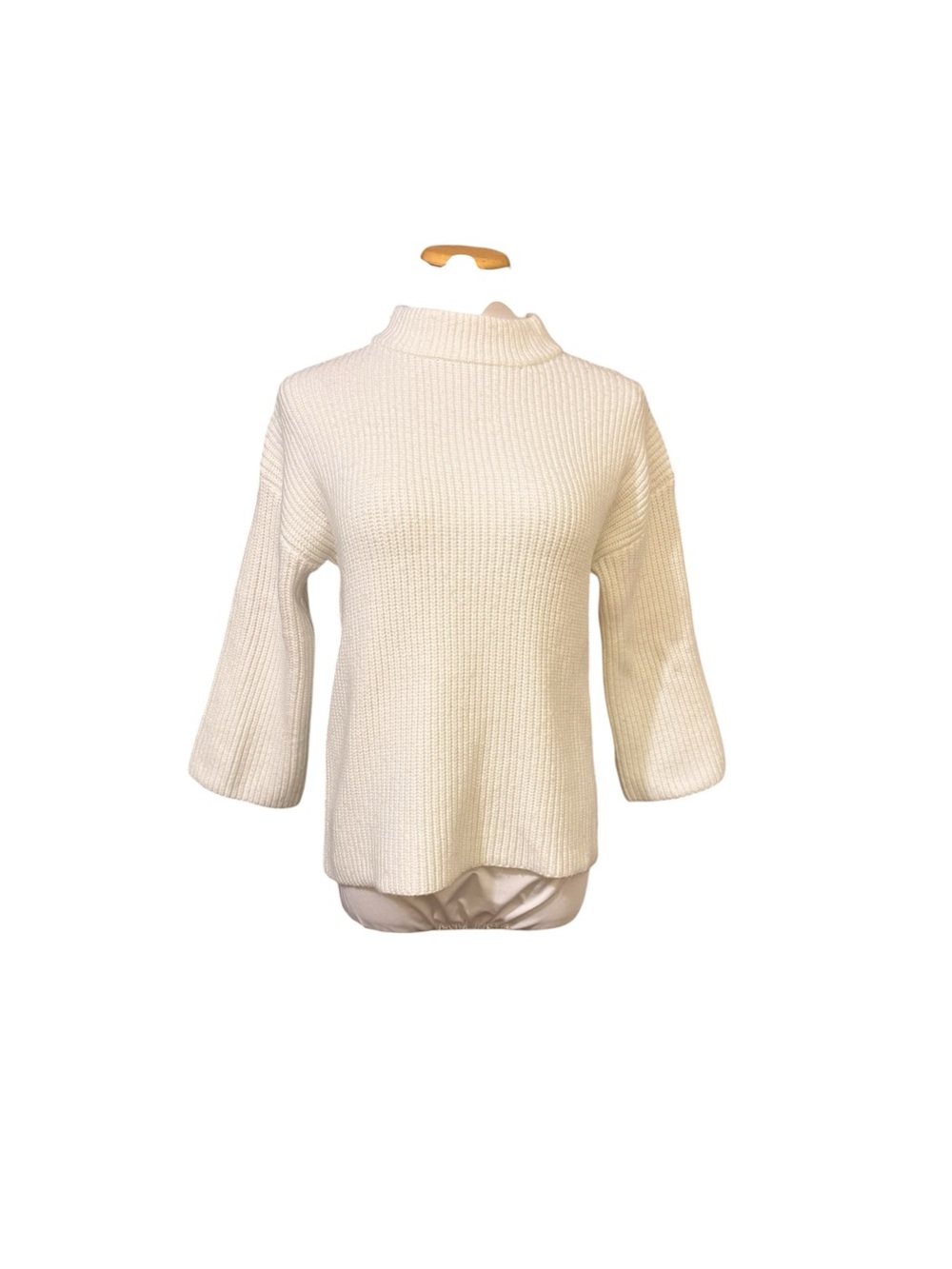 Nicole Miller White Ribbed Mock Neck Women's Sweater